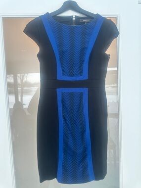 BCBGMaxAzria Black Midi Dress with Royal Blue Accents
